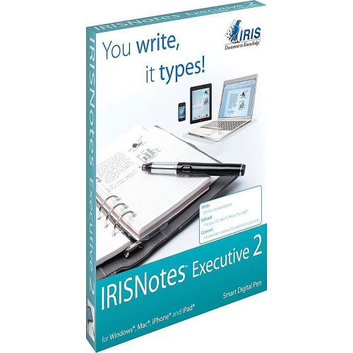 I.R.I.S. IRISnotes Executive 2 Digital Pen - Black Writing Instrument NEW