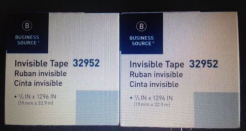 2 Rolls Business Source BSN Invisible Tape Refill   3/4&#034;  x 1,296&#034;  1 inch core