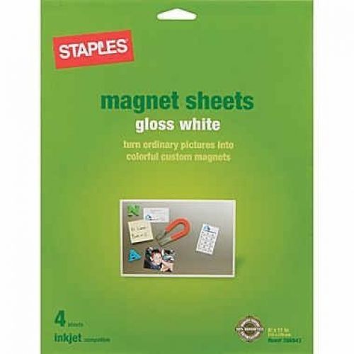 Staples Inkjet Magnetic Sheets, 8.5 x 11-inches, 4 sheets