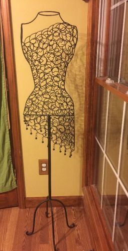 Vintage Style Black Wire Beaded Dress Form Mannequin Boutique Holder NEW