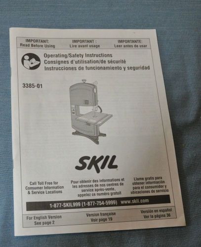 SKIL BAND SAW 3385-01 Owners Manual/Operating &amp; Safety Instructions-Fast Ship