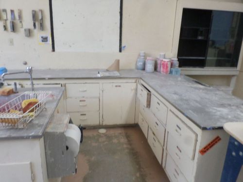 Vintage l shaped counter with stainless top ** school house chic ** u remove for sale