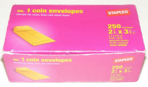 No 1 Coin Evelopes 2.25 x 3.5 200+ Count Kraft Staples Keys Small Items Manilla