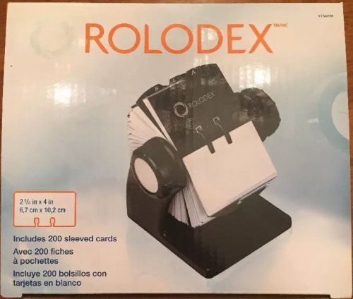 Rolodex Black Wood Tones Collection Open Rotary Business Card File, 200-card