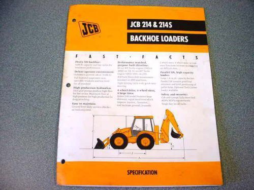 JCB 214 &amp; 214S Tractor Loader Backhoe 8 Pages Brochure