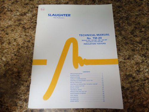 Slaughter model tm-20 technical manual for sale