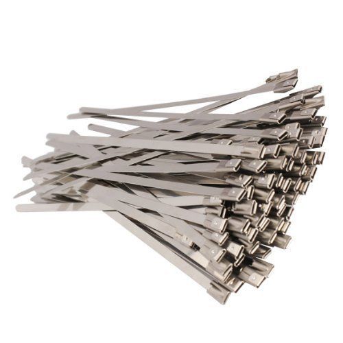 Vktech 100pcs Stainless Steel Exhaust Wrap Coated Locking Cable Zip Ties