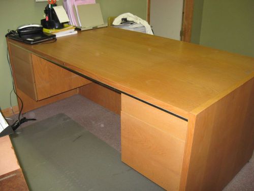 Oak office desk, swivel chair and matching bookcases - Accord brand - very nice