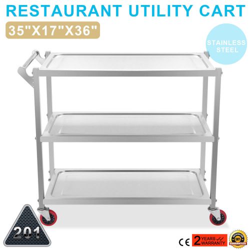 3 Tier Stainless Steel Catering Cart Cafe Cart 330Lbs Capacity Restaurant Dining