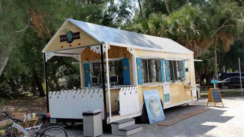 CUSTOM TESLA BATTERY POWERED 24&#039; CONCESSION FOOD TRAILER W/ PORCH! SUPPORT GREEN