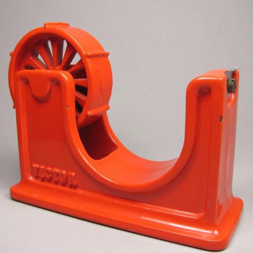 Vintage industrial cast iron victor tape dispenser rare red enamel england for sale