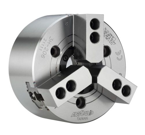 Master 8&#034; (200mm) dia. 3 jaw power chuck, a-6 mount, 1.5 x 60 deg serrated jaws for sale