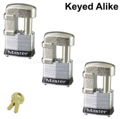 Master lock 37ka shrouded padlock, keyed alike lot 3 new in box for sale
