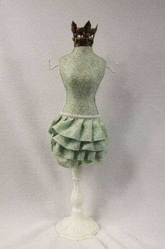 Jewelry Mannequin Dress Form 18 inch Mint Green Brown Rustic Crown Girly Decor