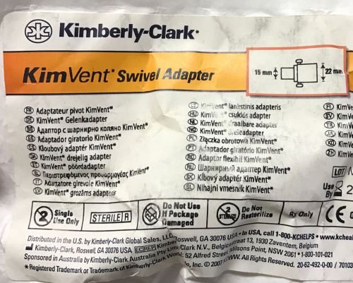 Kimberly Clark - Kimvent 15 mm Swivel Adapter for Closed Suction #111 - 15 pc