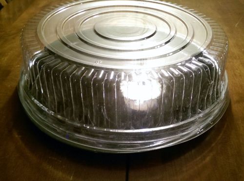 Lot of Six 16&#034; Covered Catering Platters Plastic Dome Nesting Lids Disposable