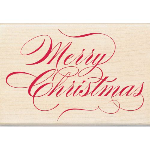 Inkadinkado mounted rubber stamp 2.75&#034;&#034;x4&#034;&#034;-merry christmas for sale