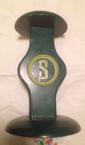 Vintage Hat Wig Holder Wooden Stand Monogram Letter S