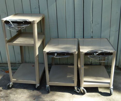 3  NON ADJUSTABLE BROWN AV/EQUIPMENT CARTS