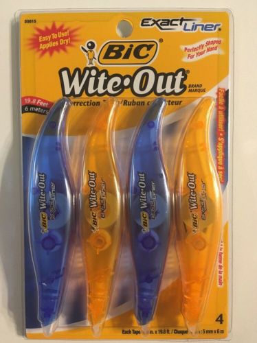 BIC Wite-Out Exact Liner White Out 1/5&#034; x 19.4&#039; Correction Tape, 4 Pack NEW