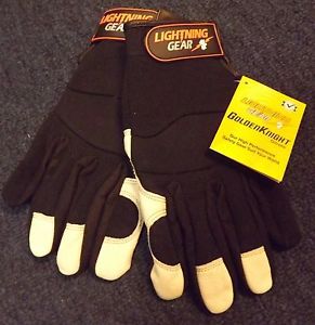 NEW! Lightning Gear GoldenKnight Saftey Gloves (Leather, XLarge)