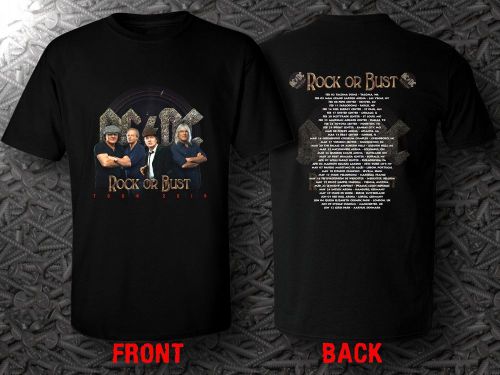 New Rare AC DC Rock or Bust 2016 Tour Date Black Design T-Shirt S To 5XL
