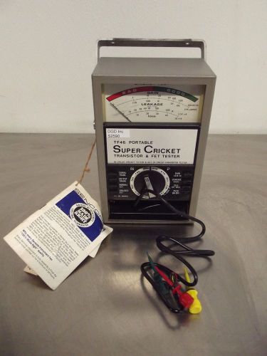 Sencore TF46 Portable Super Cricket Transistor &amp; Fet Tester~Powers Up ~ S2590