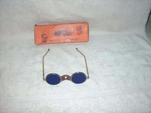 Mint nos cobalt blue --willson welding/ hot metal glasses with orig box mint for sale