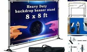 8x8 ft Adjustable Backdrop Banner Stand, Heavy Duty Telescoping Step and slim