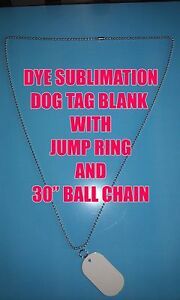 Aluminum Dye Sublimation Dog Tag Blanks -100PC Lots with 30&#034; Ball Chain &amp; Ring