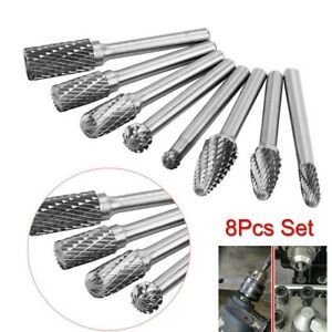 8 Pcs YG8 Tungsten Steel Burrs Rotary Burr Set Head 1/4 Shank Die Grinder Tool