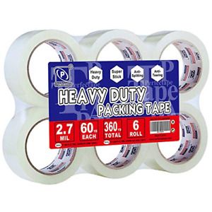 PERFECTAPE Heavy Duty Packing Tape 6 Rolls, Total 360Y, Clear, 2.7 mil, 1.88 x