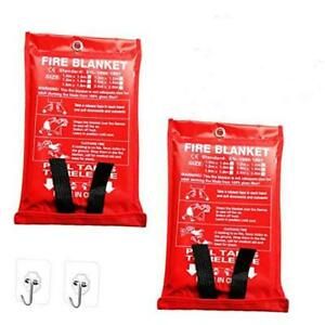 Fire Blanket 40&#034;x40&#034; +2 Hooks, Fiberglass Fire Blanket for Emergency