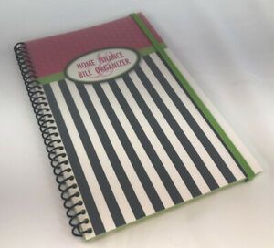 Home Finance &amp; Bill Organizer Planner Spiral Monthly Striped Pockets New