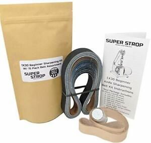 1X30 Beginner Knife Sharpening Belt Kit W/ 15 Pack Sanding Belt Assortment an...
