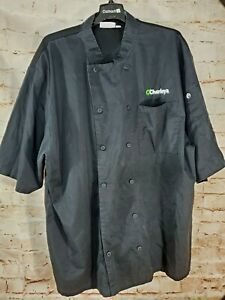 Chef Works Black Chef Coat Jacket 2XL Double Breasted O&#039;Charley&#039;s Embroidered