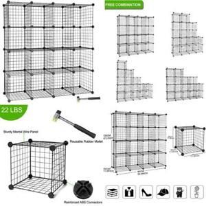 Tumucute Wire Cube Storage Organizer, 16-Cube Modular Mental Grids Bookshelf, Di