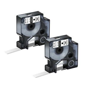 2PK Black on White Label Tape 12mm Compatible For DYMO D1 45013 LabelManager