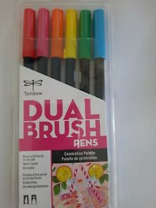 TOMBOW Dual Brush &amp; Fine Pens Art Markers Celebration Palette 6 Pack