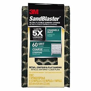 3M 20909-60-UFS 60 Grit SandBlaster Ultra Flexible Sanding Sponge, 4.5 x 2.5 x 1