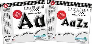 Barker Creek 2&#034; &amp; 4&#034; Pop-Outs Letter Set Black Tie 931/pk BCP3504