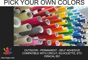 (5 rolls) 12&#034; x 5&#039; each - Oracal 651 Vinyl - Choose Colors - Permanent Adhesive