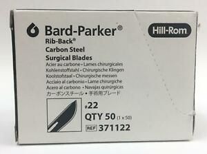 Hill-Rom 371122 Bard-Parker Stainless Carbon Surgical Blades #22 50-Pack