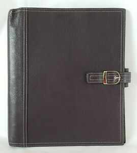 Day-Timer Folio Letter Size 7-Ring Planner Binder Brown Faux Pebble Leather Snap