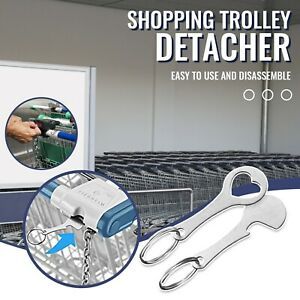 2-piece Stainless Steel Shopping Trolley Remover Metal Shopping Keychain