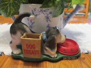 Desktop Decorative Ceramic Dog Tape Dispenser w/Areas for Pens &amp; Paperclips EUC