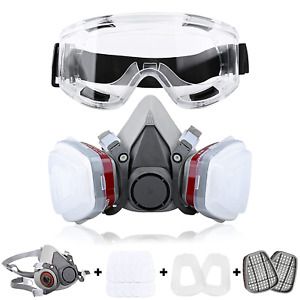 Respirator Mask Reusable Half Face Cover with Safety Glasses Reusable Profession