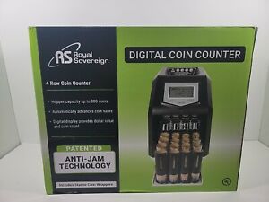 NEW Royal Sovereign Digital 4 Row Electric Coin Sorter, Holds Up To 800 Coins
