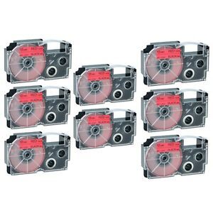 8PK XR-12RD Black on Red Label Tape for Casio KL-60 100 7000 8200 8800 1/2&#034;
