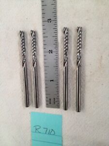 4 USED LMT-Belin 13040B CARBIDE SINGLE FLUTE UPCUT SPIRAL ROUTER BITS (R710)